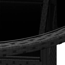 Masă de grădină, negru, Ø80x75 cm, sticlă securizată/poliratan, 3 image
