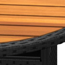 Masă de grădină, negru, Ø80x75cm, lemn de acacia/poliratan, 3 image