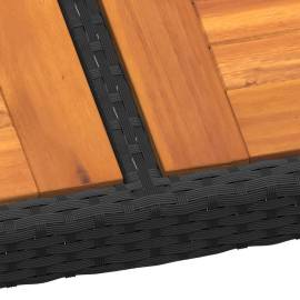 Masă de grădină, negru, 200x150x75cm, lemn de acacia/poliratan, 4 image