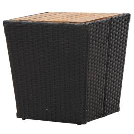 Masă de ceai negru 41,5x41,5x43 cm poliratan lemn masiv acacia, 3 image