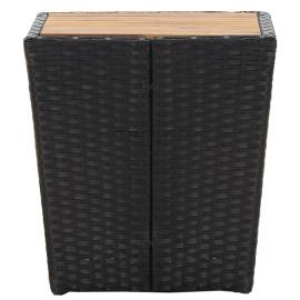 Masă de ceai negru 41,5x41,5x43 cm poliratan lemn masiv acacia, 4 image