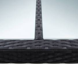 Masă de grădină, negru, 200 x 200 x 74 cm, poliratan, 4 image