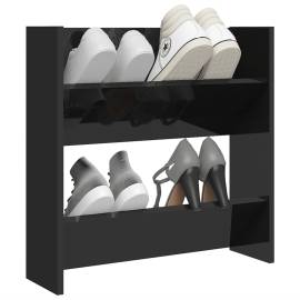 Pantofar de perete, negru extralucios, 60x18x60 cm, pal, 3 image