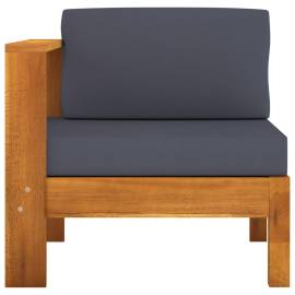Canapea de mijloc cu 1 cotieră, gri închis, lemn masiv acacia, 2 image
