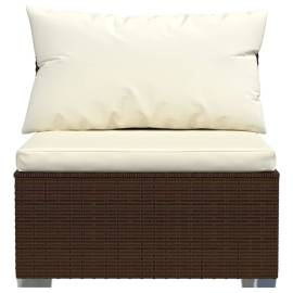 Canapea de mijloc cu perne, maro, poliratan, 4 image