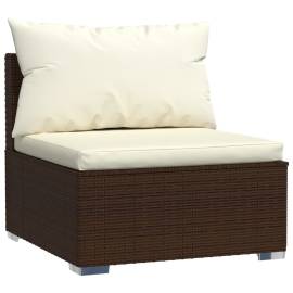Canapea de mijloc cu perne, maro, poliratan, 2 image