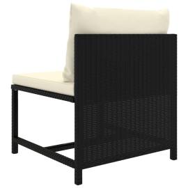 Canapea modulară de mijloc cu pernă, negru, poliratan, 4 image