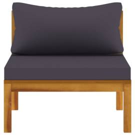 Set de canapele, 2 piese, perne gri închis, lemn masiv acacia, 4 image