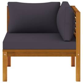 Set de canapele, 2 piese, perne gri închis, lemn masiv acacia, 8 image