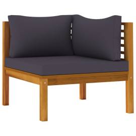 Set de canapele, 2 piese, perne gri închis, lemn masiv acacia, 7 image