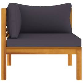Set de canapele, 2 piese, perne gri închis, lemn masiv acacia, 9 image