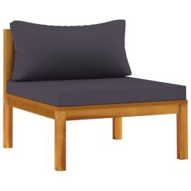 Set de canapele, 2 piese, perne gri închis, lemn masiv acacia, 3 image