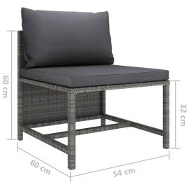 Canapea modulară cu perne, de mijloc, gri, poliratan, 5 image