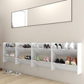 Pantofare de perete, 4 buc., alb extralucios, 60x18x60 cm, pal, 3 image