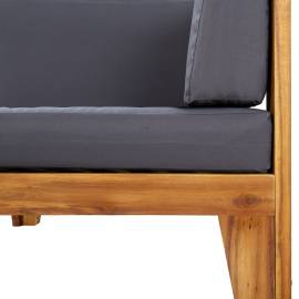 Canapea de colț modulară, perne gri închis, lemn masiv acacia, 5 image