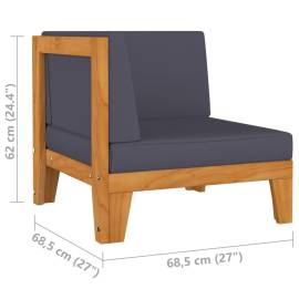 Canapea de colț modulară, perne gri închis, lemn masiv acacia, 7 image