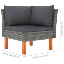 Canapele de colț, 2 buc., poliratan & lemn masiv de eucalipt, 6 image