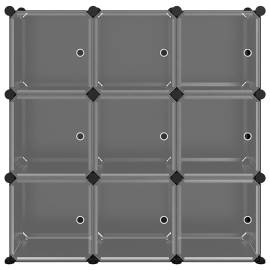 Organizator cub de depozitare cu uși, 9 cuburi, negru, pp, 3 image