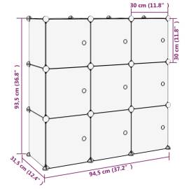 Organizator cub de depozitare cu uși, 9 cuburi, negru, pp, 8 image