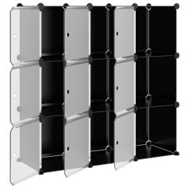 Organizator cub de depozitare cu uși, 9 cuburi, negru, pp, 4 image