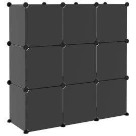 Organizator cub de depozitare cu uși, 9 cuburi, negru, pp, 6 image