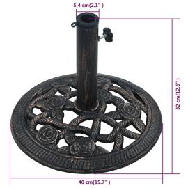 Suport de umbrelă, negru și bronz, 9 kg, fontă, 40 cm, 7 image