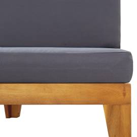 Canapea de mijloc modulară, perne gri închis, lemn masiv acacia, 5 image