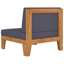 Canapea de mijloc modulară, perne gri închis, lemn masiv acacia, 4 image