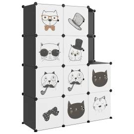 Dulap de depozitare cub pentru copii, 10 cuburi, negru, pp, 2 image