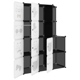 Dulap de depozitare cub pentru copii, 10 cuburi, negru, pp, 6 image