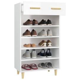 Pantofar, alb extralucios, 60x35x105 cm, lemn prelucrat, 5 image