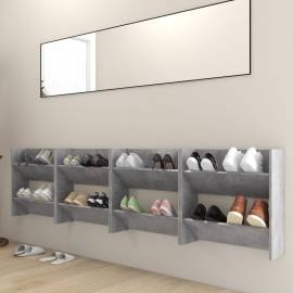 Pantofare de perete, 4 buc., gri beton, 60x18x60 cm, pal, 3 image
