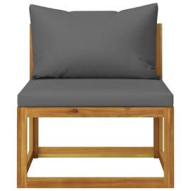 Set canapea 2 piese cu perne gri închis, lemn masiv de acacia, 7 image