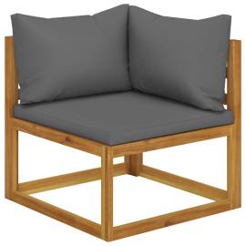 Set canapea 2 piese cu perne gri închis, lemn masiv de acacia, 3 image