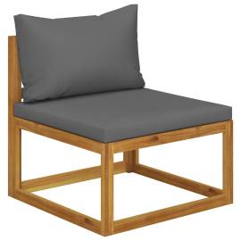Set canapea 2 piese cu perne gri închis, lemn masiv de acacia, 6 image