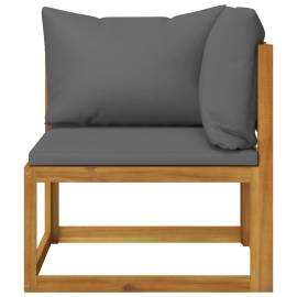 Set canapea 2 piese cu perne gri închis, lemn masiv de acacia, 2 image
