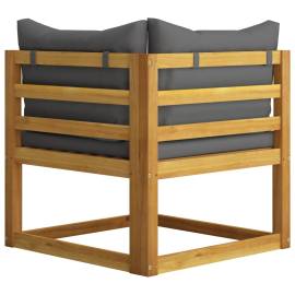 Set canapea 2 piese cu perne gri închis, lemn masiv de acacia, 5 image