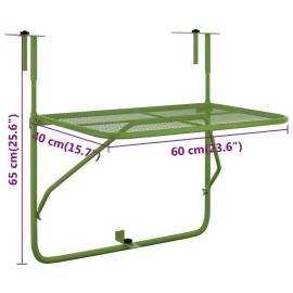 Masă de balcon, verde, 60x40 cm, oțel, 7 image