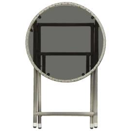 Masă de ceai gri 60 cm poliratan sticlă securizată, 5 image