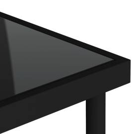 Masă de exterior, negru, 80x80x72 cm, sticlă și oțel, 3 image