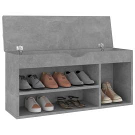 Bancă pantofar cu pernă gri beton 104x30x49 cm, lemn prelucrat, 3 image