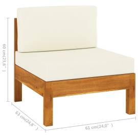Canapea de mijloc cu perne alb crem, lemn masiv de acacia, 5 image