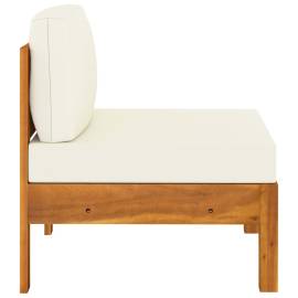 Canapea de mijloc cu perne alb crem, lemn masiv de acacia, 3 image