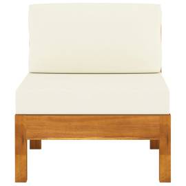 Canapea de mijloc cu perne alb crem, lemn masiv de acacia, 2 image