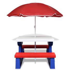 Masă de picnic pentru copii cu bănci & umbrelă, multicolor, 2 image