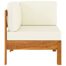 Set mobilier grădină perne alb/crem, 2 piese, lemn masiv acacia, 3 image