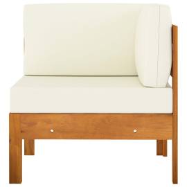 Set mobilier grădină perne alb/crem, 2 piese, lemn masiv acacia, 2 image