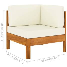 Set mobilier grădină perne alb/crem, 2 piese, lemn masiv acacia, 7 image