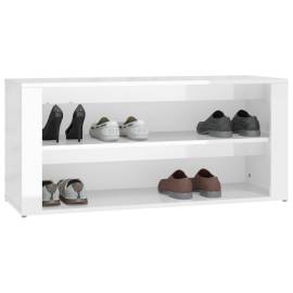 Suport pantofi, alb extralucios, 100x35x45 cm, lemn prelucrat, 4 image