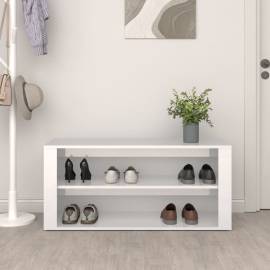 Suport pantofi, alb extralucios, 100x35x45 cm, lemn prelucrat, 3 image